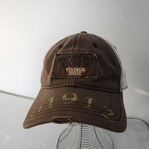 Universal Studios Baseball Hat Brown Fringe Distressed Vintage Issue Strapback